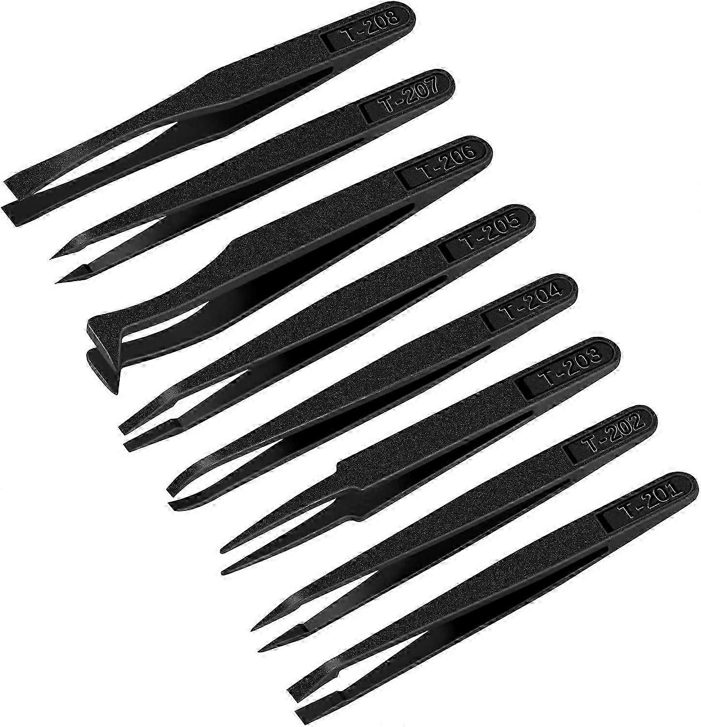 Anti-static Tweezers Precision Plastic Tweezers Maintenance Tools Kit,8pcs