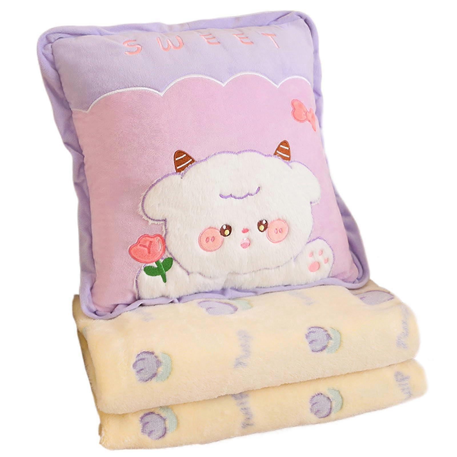Fleece Pillow Blanket 2-in-1 Travel Comforter, Soft Quilted Throw for Relaxation and Travel