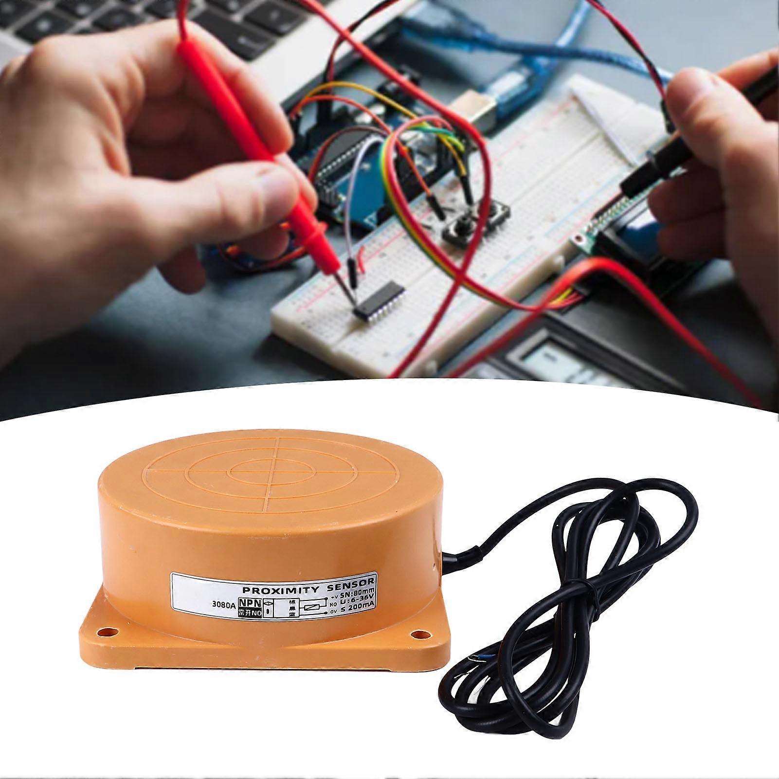 Inductive Proximity Sensor NPN 3 Wire Normally Open Metal Sensing Proximity Switch 80mm Detection Distance DC6‑36V 
