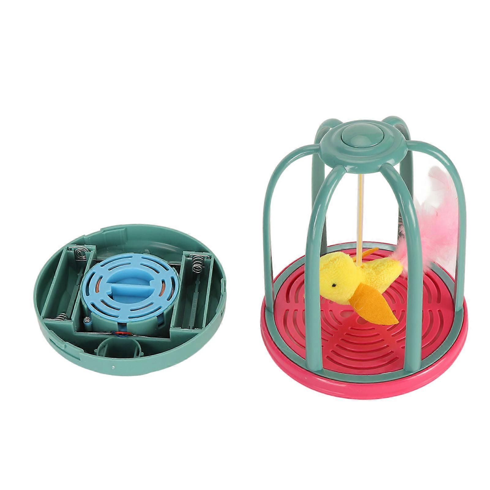 Bird Cage Cat Toy Electric Interactive Squeaky Toy Red