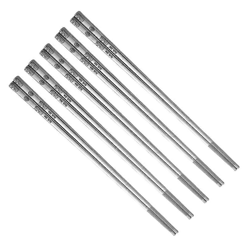 Stainless Steel Food Serving Chopsticks Set of 5 Slip Resistant Hollow Square Design, Smooth Surface, Kitchen Dining & Outdoor Use