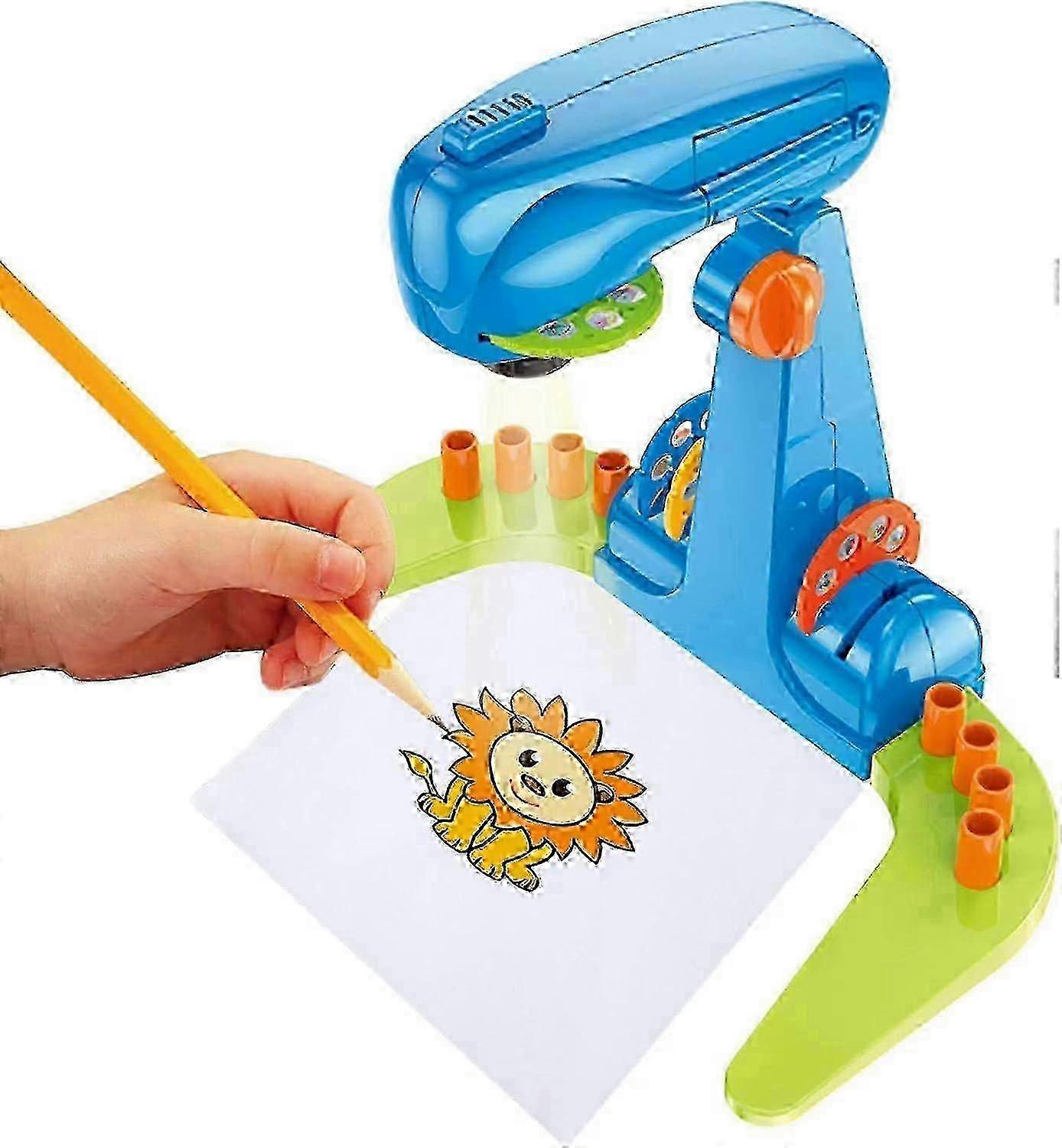2025 Kids Drawing Projector Toy with 4 Cartoon Patterns & 12 Color Brushes for Sketching