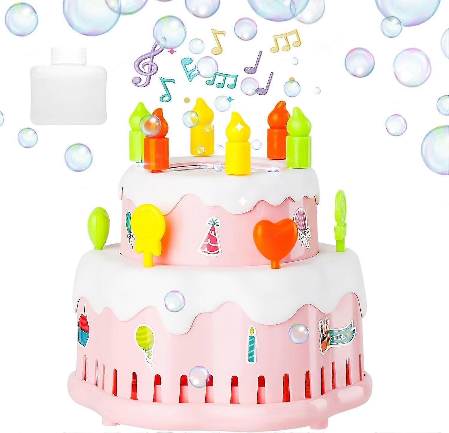 Bubble Machine, Automatic Birthday Cake Bubble Maker Blower with Solution for