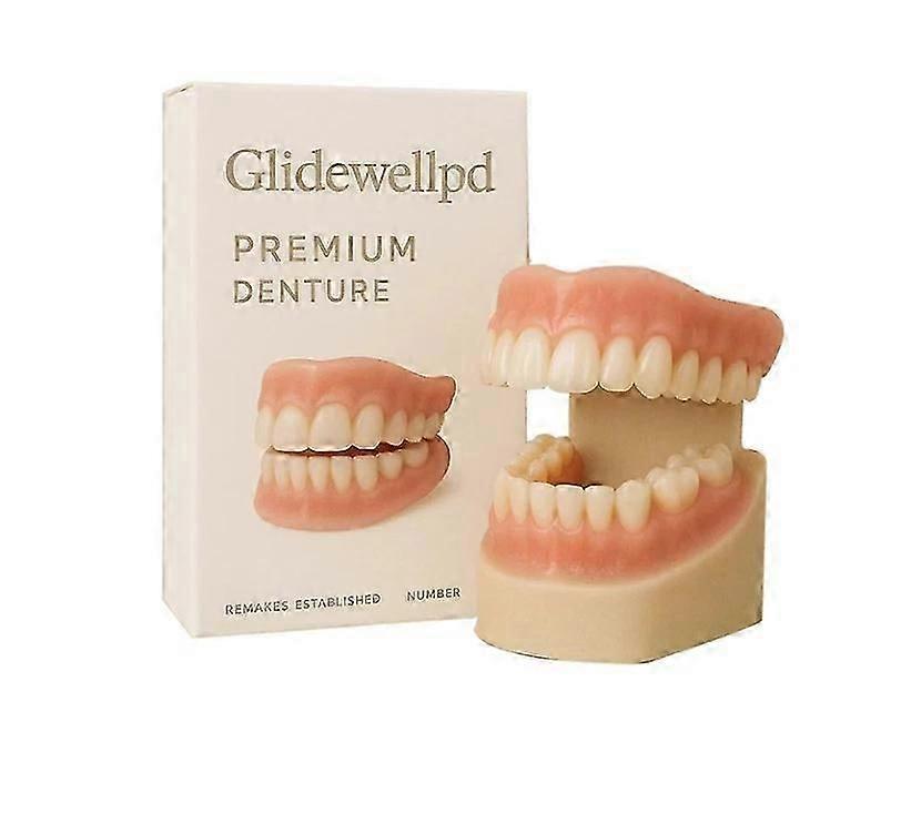 Για Glidewellpd Smileasego Premium Οδοντοστοιχία Σιλικόνης Πλήρης αντικατάσταση στόματος με ρυθμιζόμενη οδοντιατρική συσκευή Comfort Fit