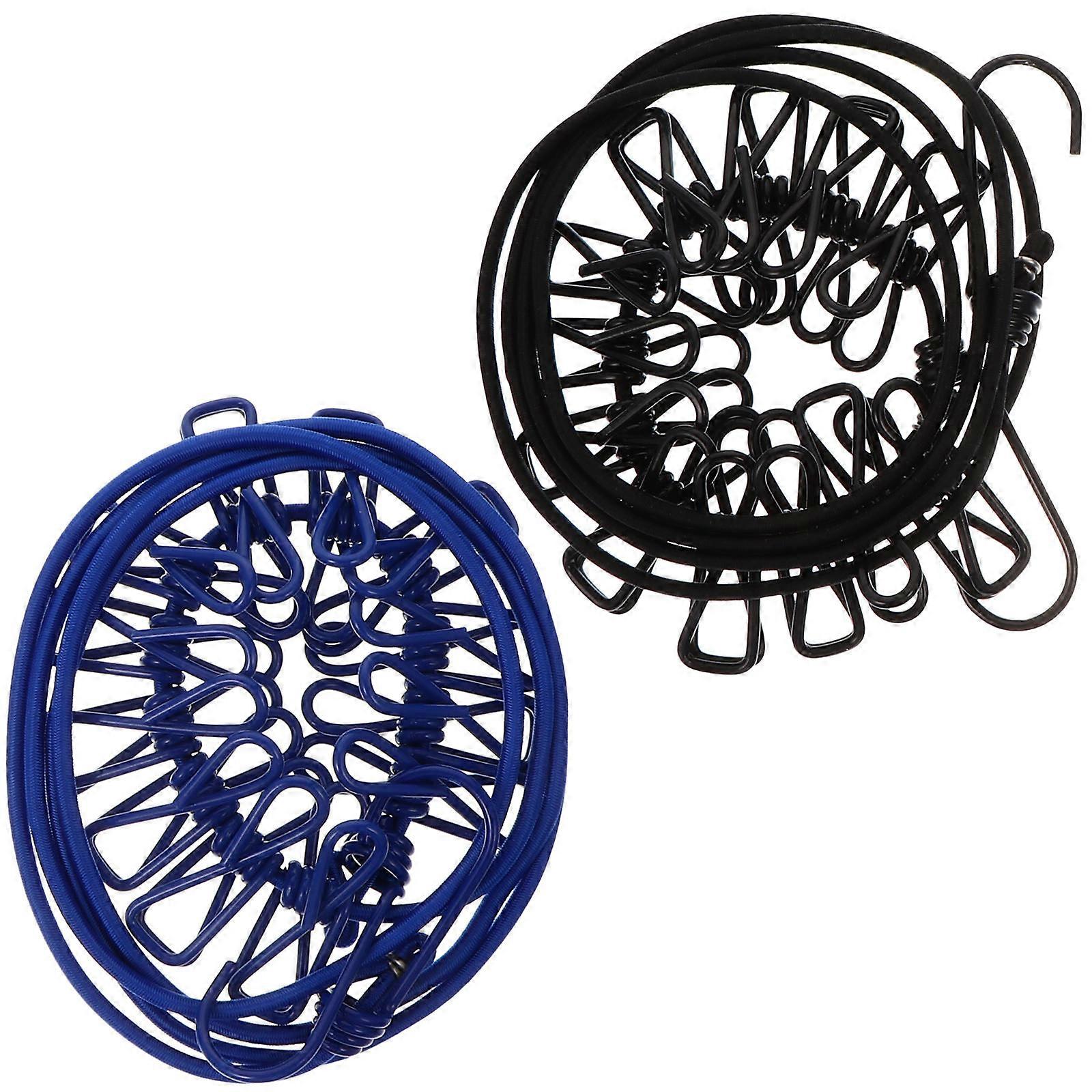 Outdoor Washing Line Clothes Drying Ropes Black 2Pcs