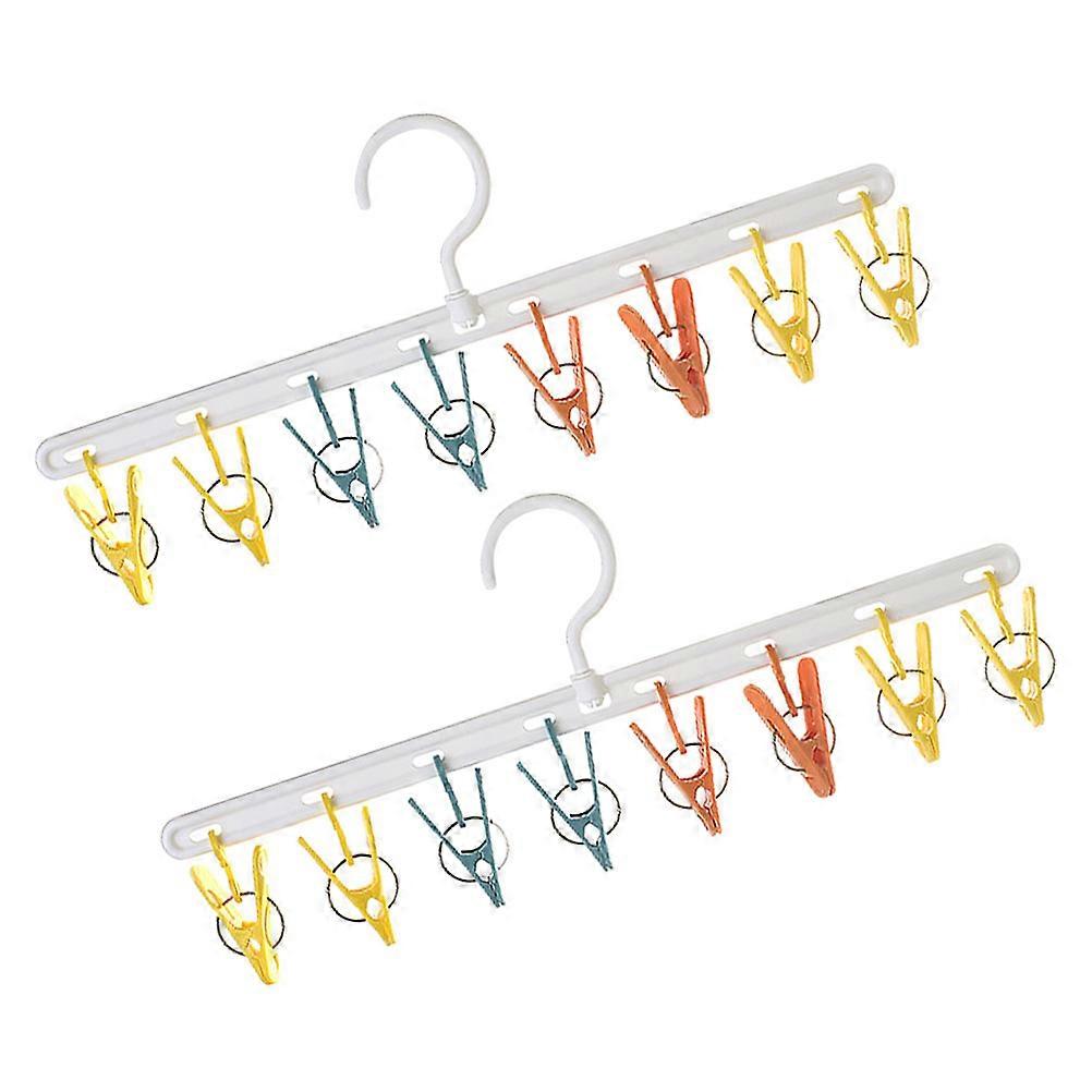 Multipurpose Clip Hanger Clothes Hanger Bag Storage 40x17cm White Plastic 2Pcs