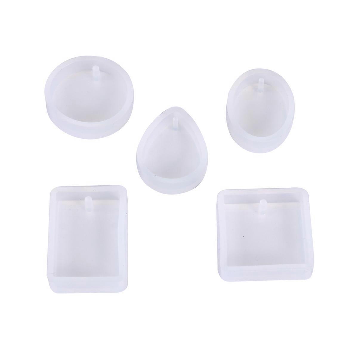 Pendants Silicone Mold For Jewelry Resin Casting Craft Tool Rectangular Waterdrop Round Square Oval 5Pcs