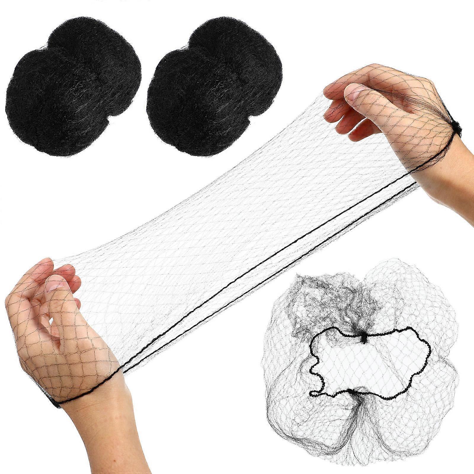 Black Hair Bun Nets Elastic Edge Round Shape Hospital Employees 100Pack