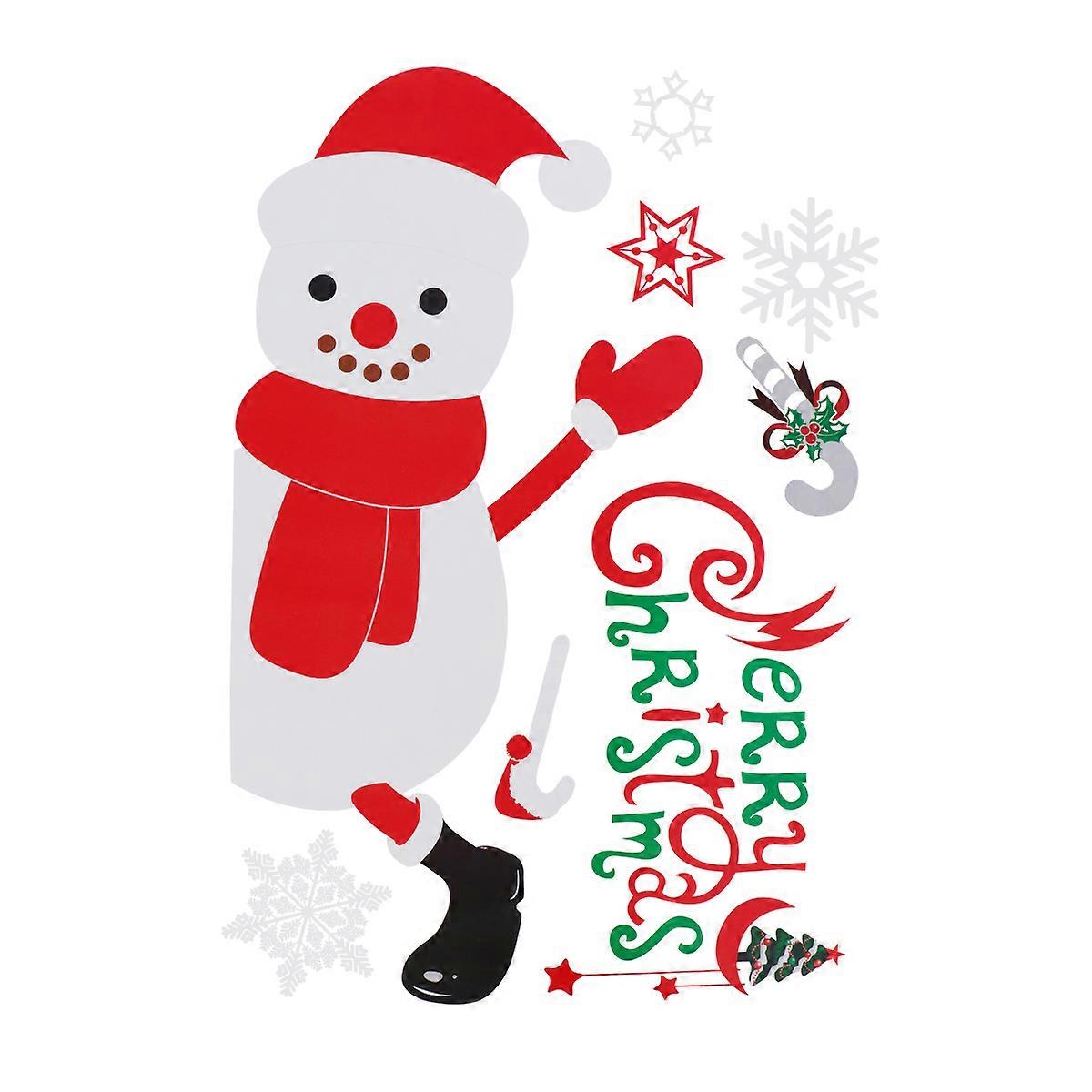 Holiday Decoration Stickers Colorful Window Clings Decor Santa Claus Snowman Glass Door Decals Firm Paste 1Set