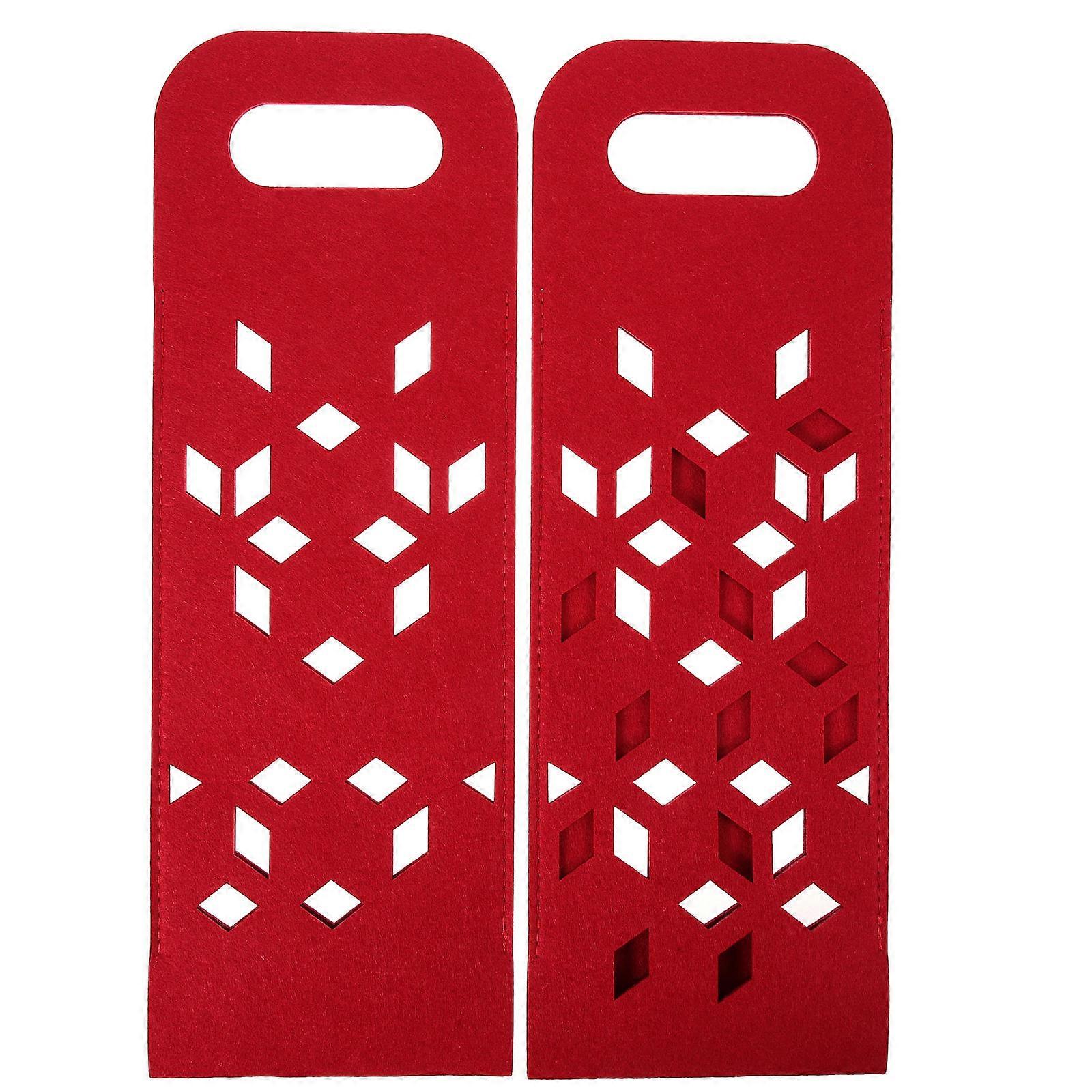 Wine Carrier Bag Felt Material Shockproof For Festivals 39.5x14cm 2Pcs