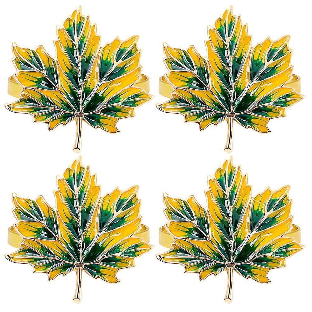 Table Napkin Holders Maple Leaf Design Metal Dining Accessory Multi-Colored 5.6x5.6x5.5cm 4Pcs