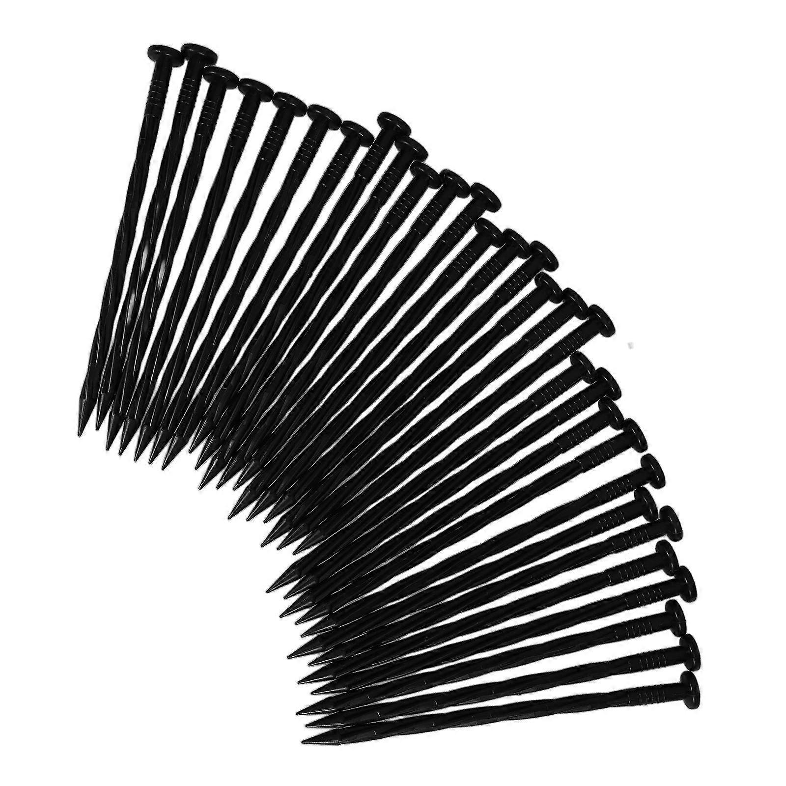 Plastic Ground Stakes Fixing Ground Sheets Gardening Tools Black 20.00X1.50X1.50cm 30Pcs