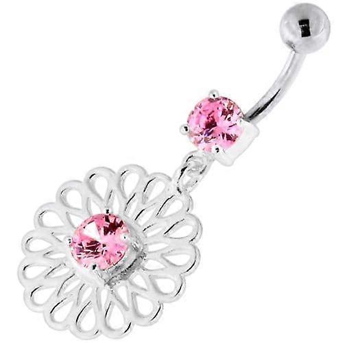 Senter juvelbesatt Fancy Blomst Mønster Navle Magepiercing