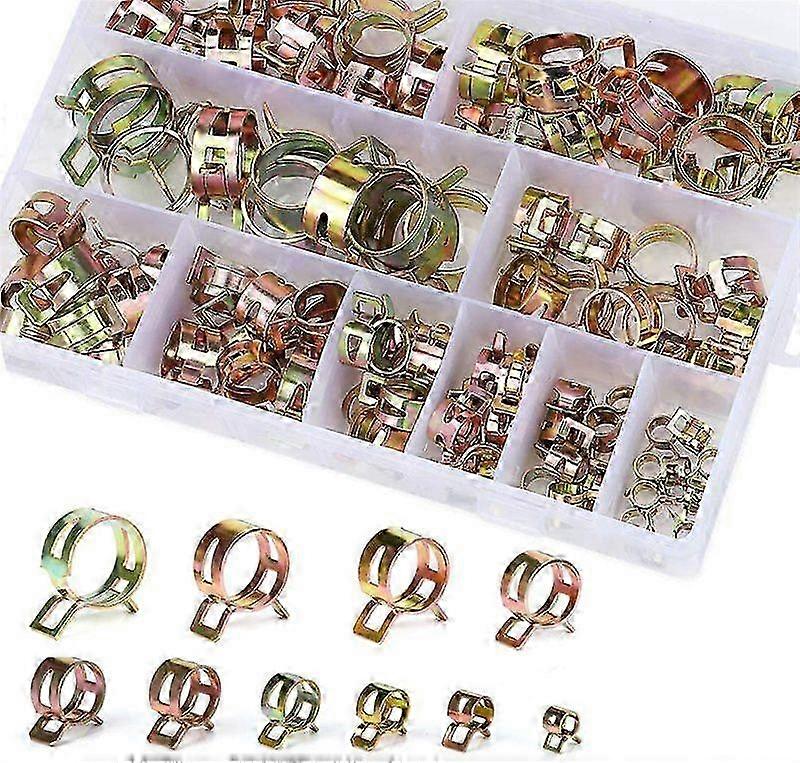 Spring Clip Hose Clamp Gasoline Hose Clamp, 100 Pieces Hose Clamps Spring Clip Clamps Hose Clamp with Storage Box (6-22mm)