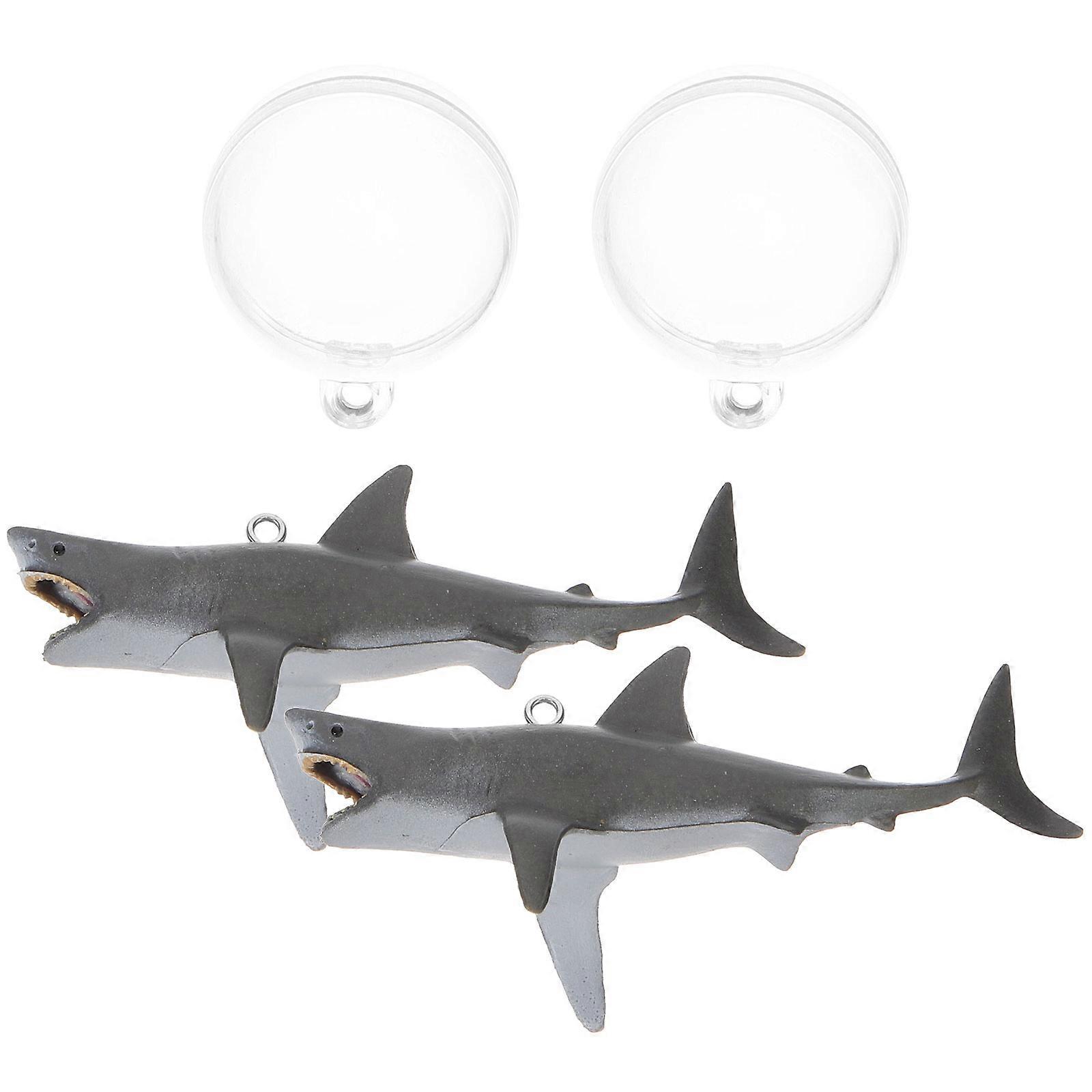 Shark Aquarium Ornament Fish Tank Decoration Grey 7.40X3.30X2.50CM Length 2 Sets
