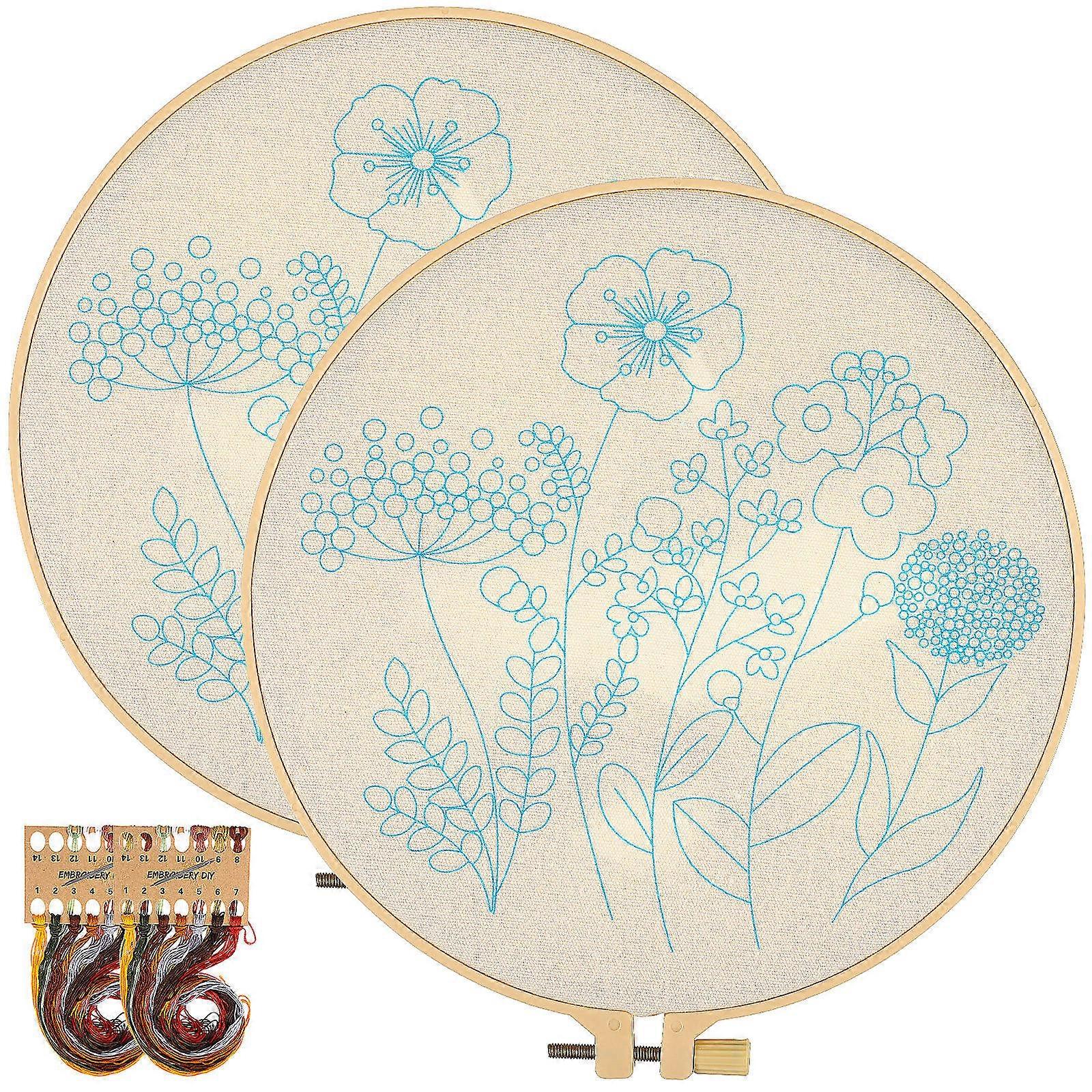 Beginner Embroidery Kits Interior Decoration Set With Threads And Needles Assorted Color 2Pcs