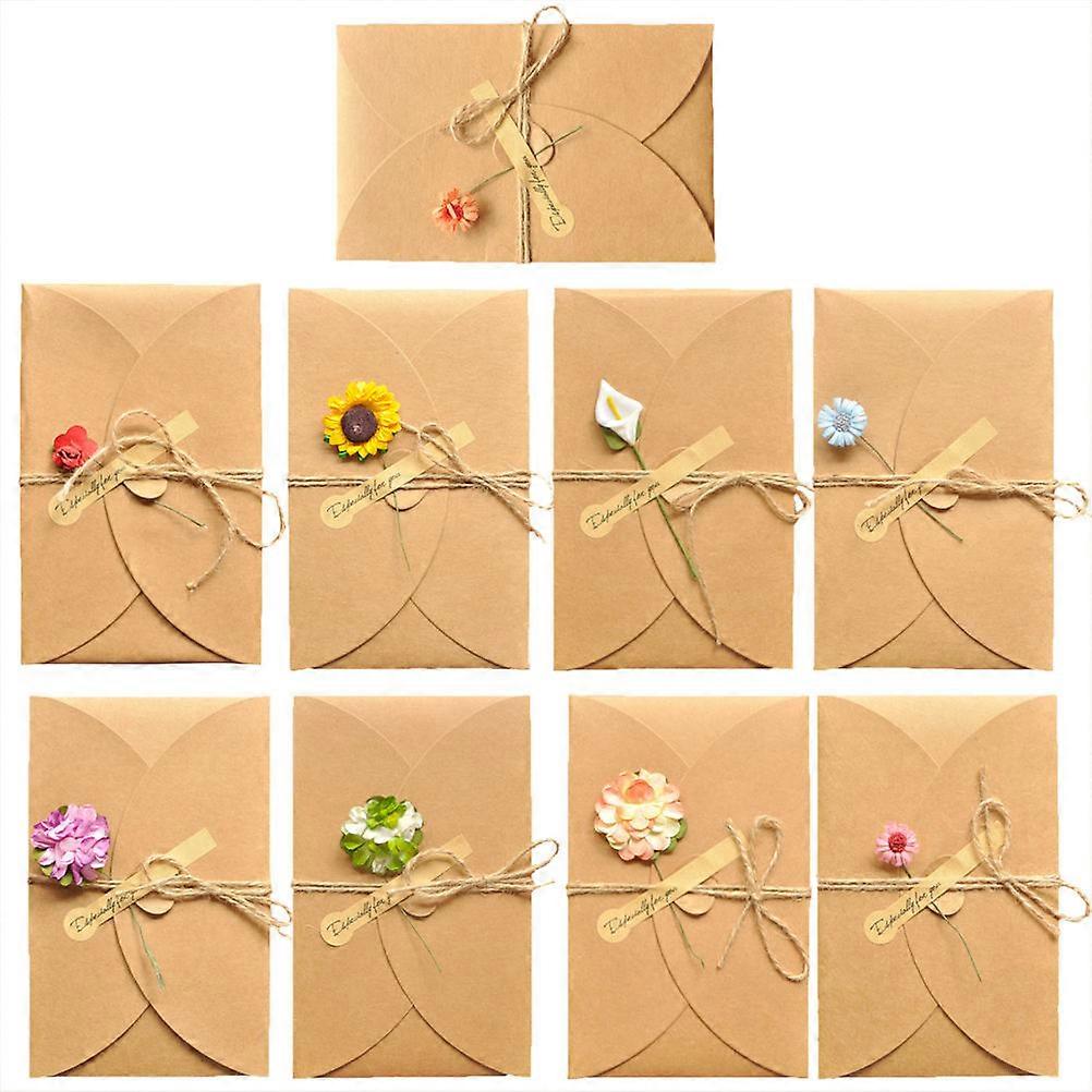 Note Card Flower Invitation Odorless Kraft Paper Manual Creative Diy Dried Flower Greeting 18Pack Valentine Day