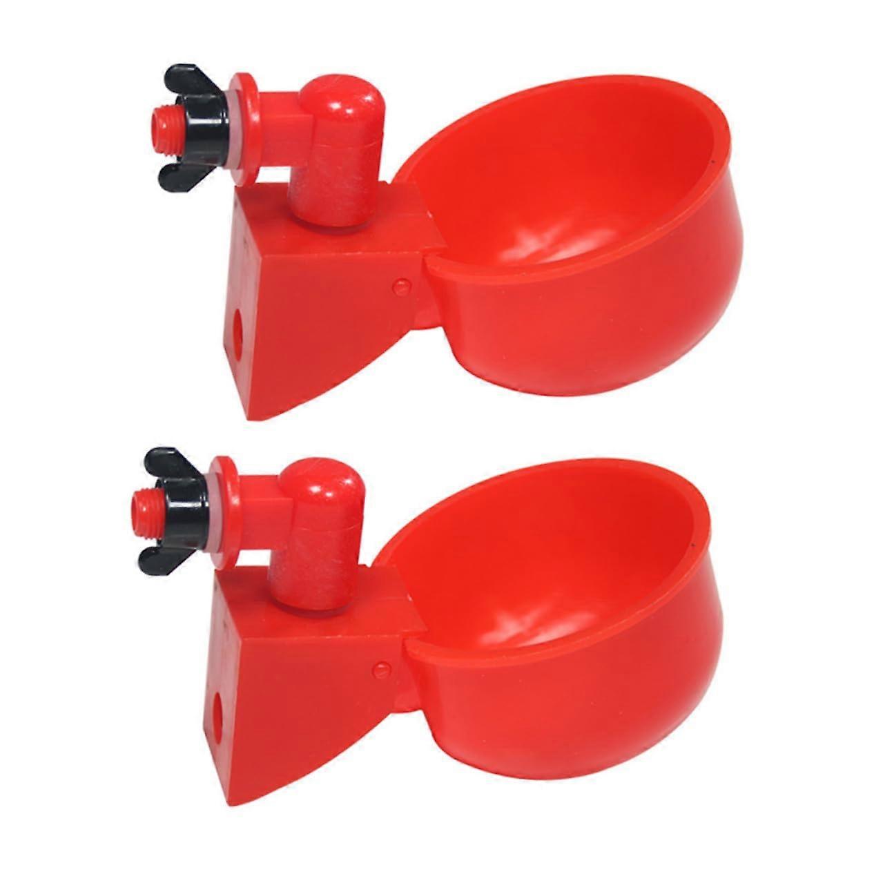 Automatic Drinking Bowl for Chickens, Red Plastic Poultry Drinker, 1 Gallon Capacity Feeding Cup, Automatic Watering System