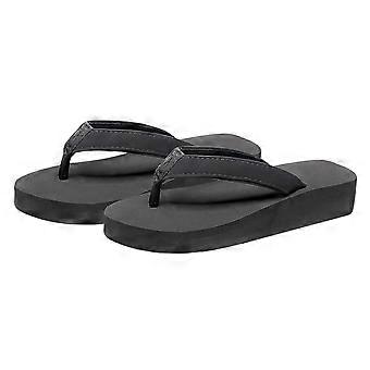 1 par sommer kvinder kile hæl hjemmesko sandaler tykbundet afslappet strand gåtur sko strand flip-flops komfortable sandaler til indendørs udendørs (sort si