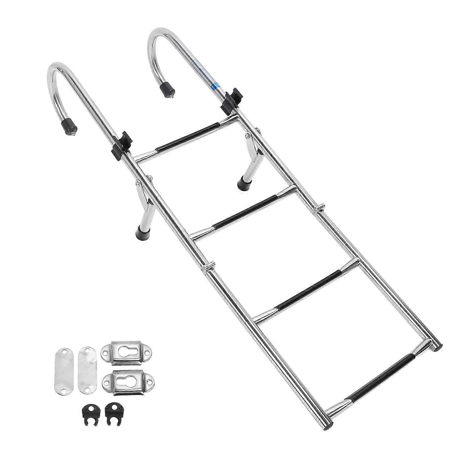 4 Steps Pontoon Boat Ladder with Hand Railing 316 Stainless Steel Anti Slip Pedal Folding Boat Boarding Ladder for Yachts MK42799