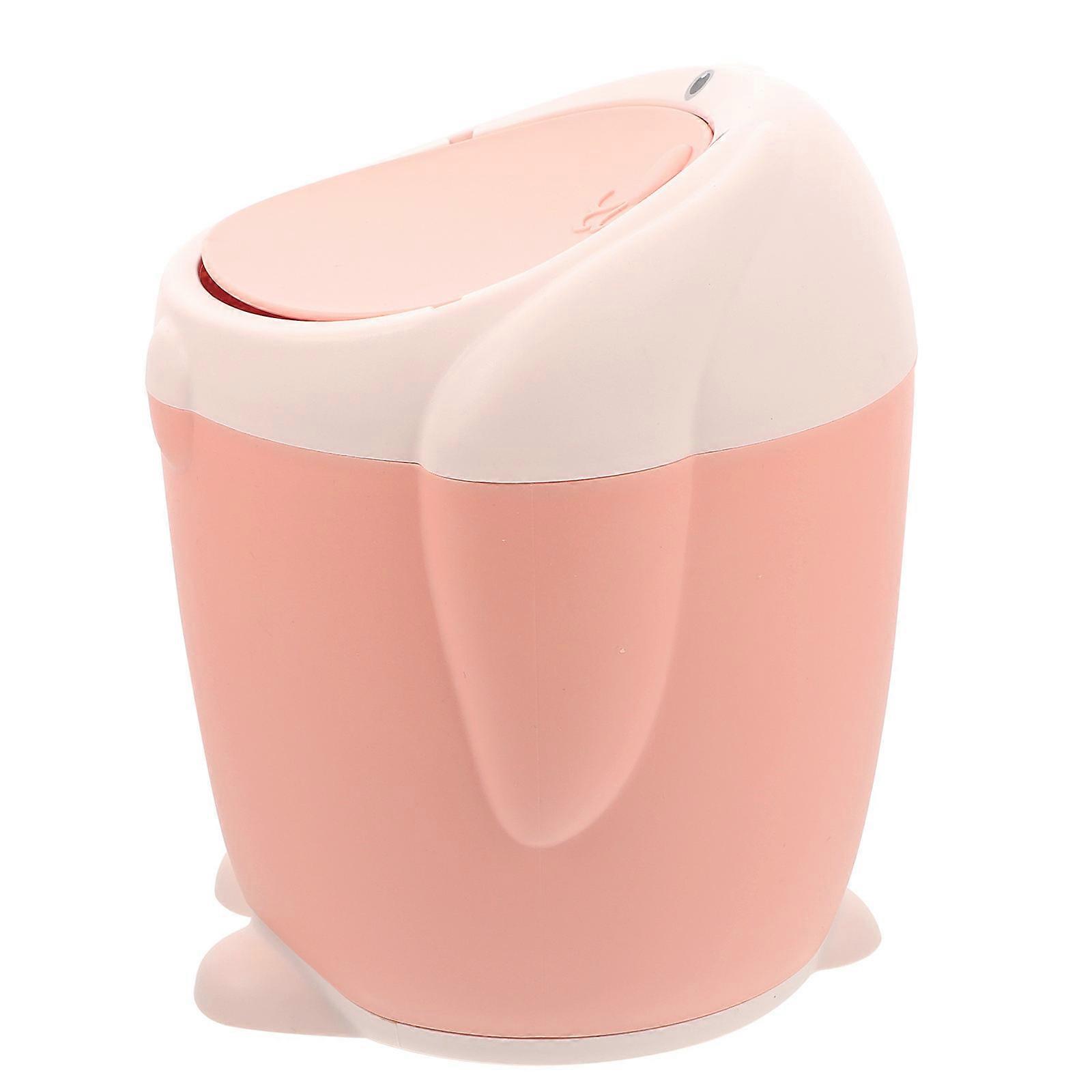 Cute Desktop Trash Can with Lid – Small Waste Bin for Office, Bedroom, Kitchen, Bathroom – Odor Reducing, Multi Functional Container for Waste,