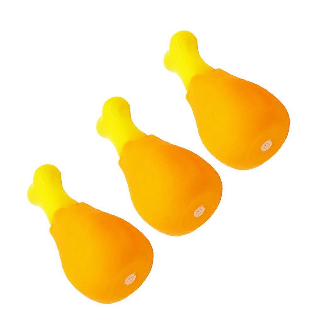 Pet Dog Squeaky Toy Chicken Drumstick Shape Toy Interactive Play Yellow 13 x 5.5 x 5.5 cm 3Pcs