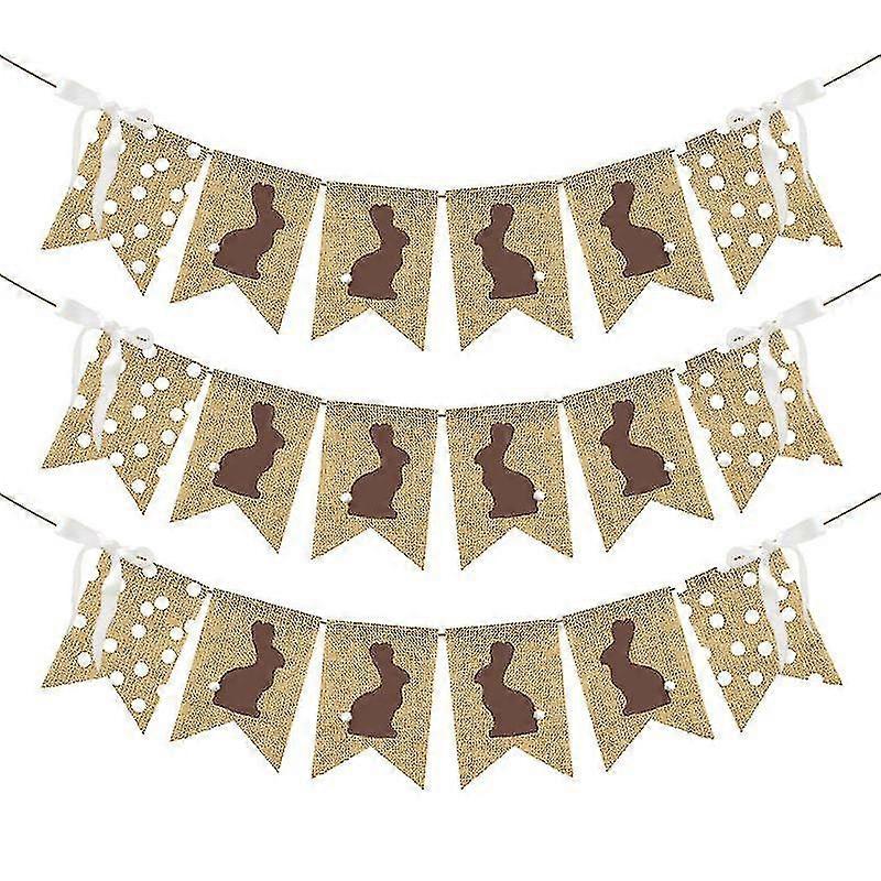 Easter Party Decoration Pull Flower White Bow Rabbit Burlap Dovetail Pull Flag