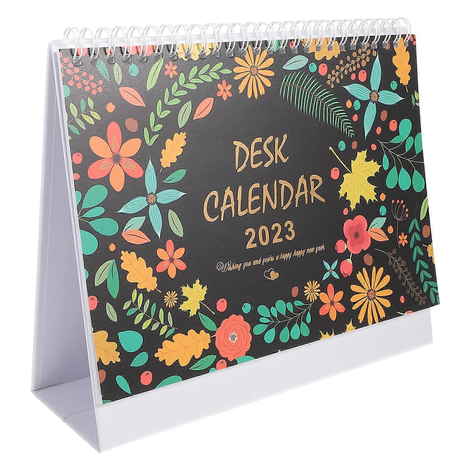 Desk Calendar White 2023 Practical Style Home Use 23x19.5cm Page Turning 1Set