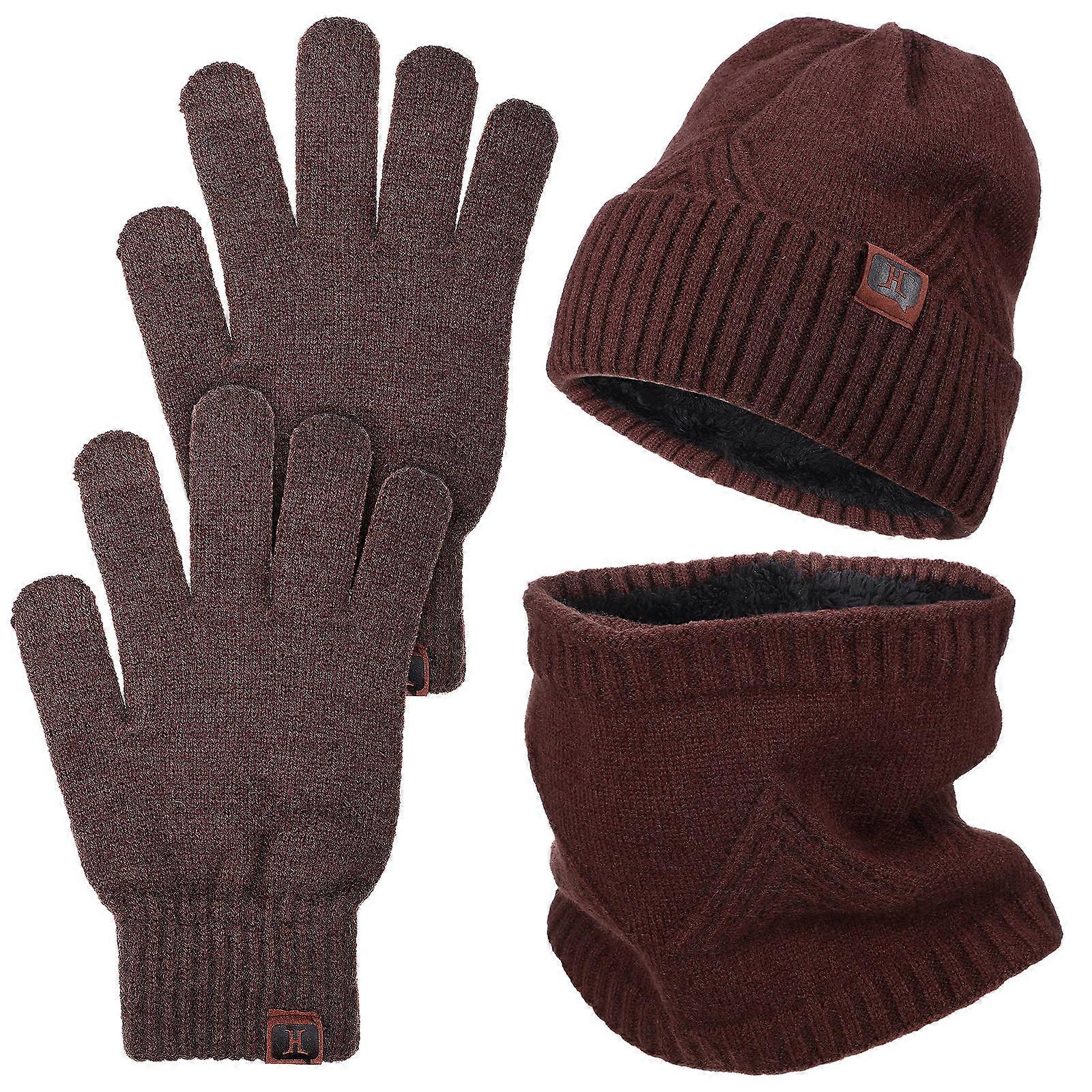 Scarf And Glove Set Scarf Gloves Hat Set Winter Wear Spandex Touchscreen Compatible 1Set