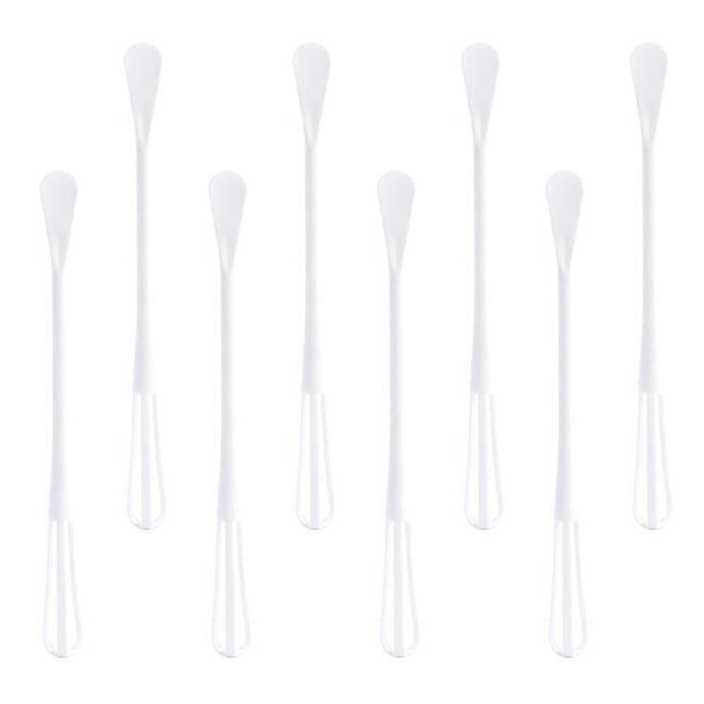 Multipurpose Kitchen Whisks and Stirring Sticks with Comfortable Grip for Efficient Mixing 8 Pcs White PP