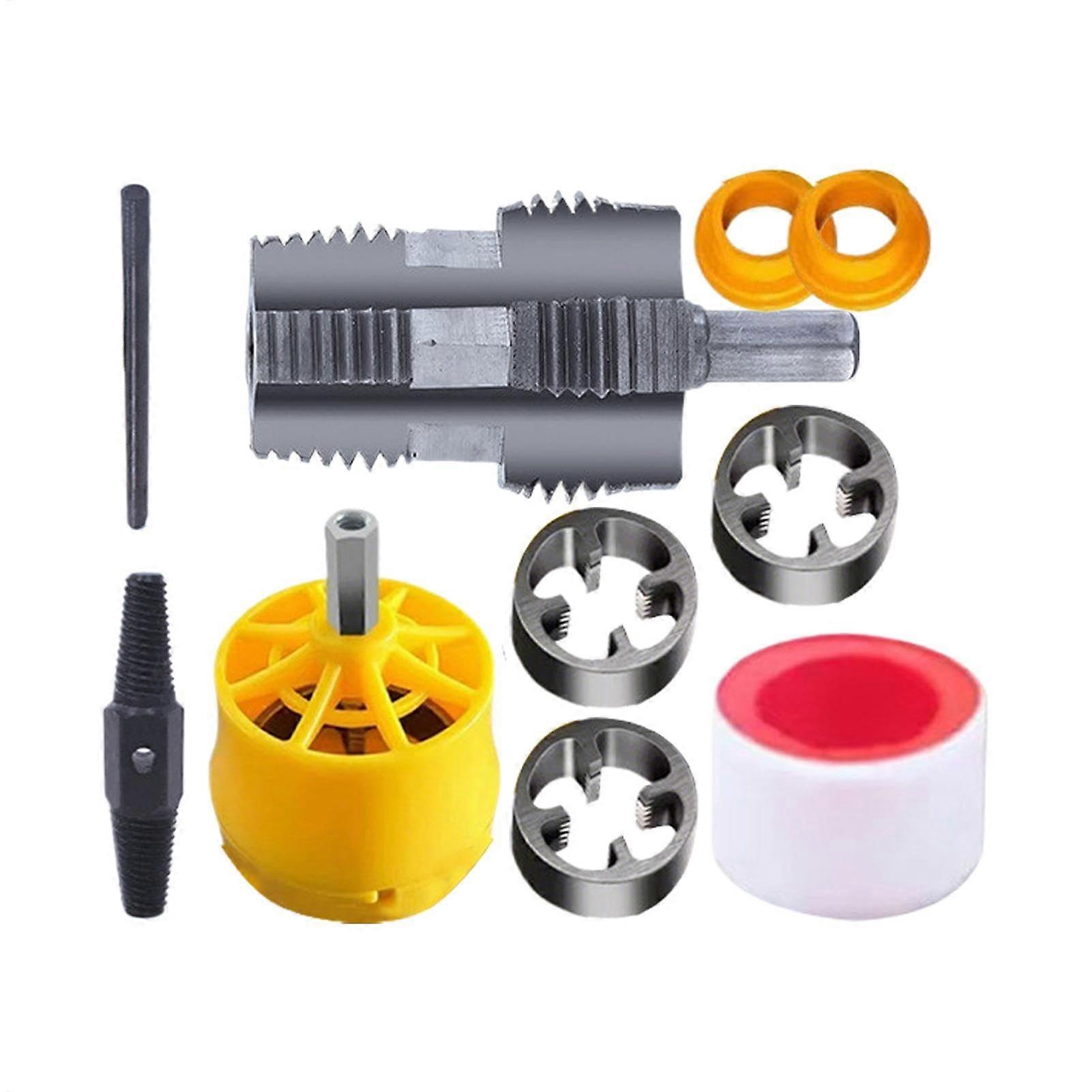 PVC Pipe Threader, PVC Threading Tool, 1/2' 3/4' 1' Pipe Tap Set  Drill Water Pipe Threader Pipe Threader Set for Home Repairs, Projects and the A b