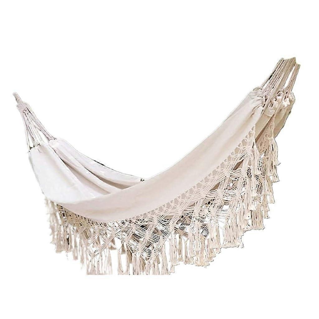 Hammock Nordic Style Wild Tassel Hammock Home Outdoor Leisure Air Swing Indoor Cotton Canvas Hanging Chair Outdoor Hammock L 5 x B 5 x H 16 cm White