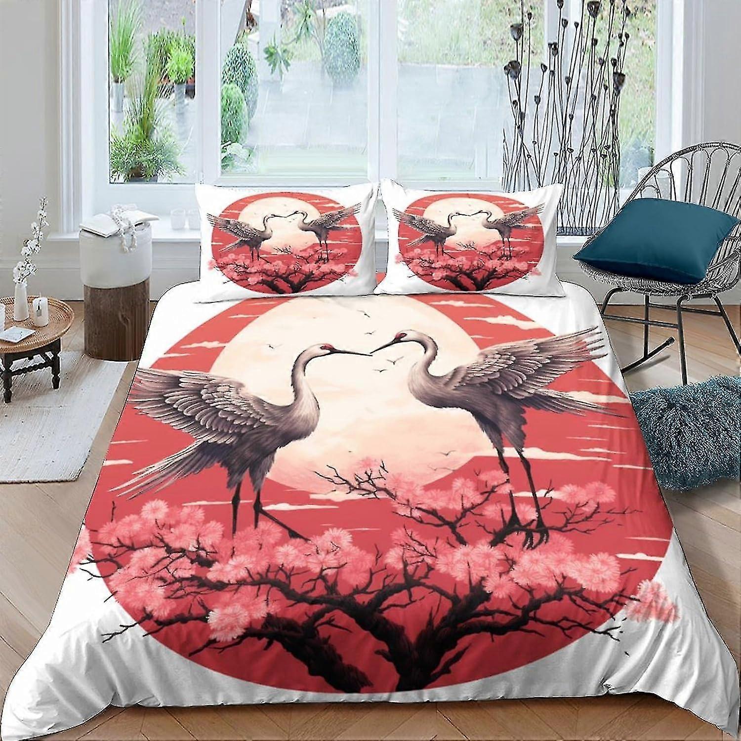 3D Japanese Style Duvet Cover Set - Comfortable Bedding Set for Kids with Zipper Closure, 3 Pieces