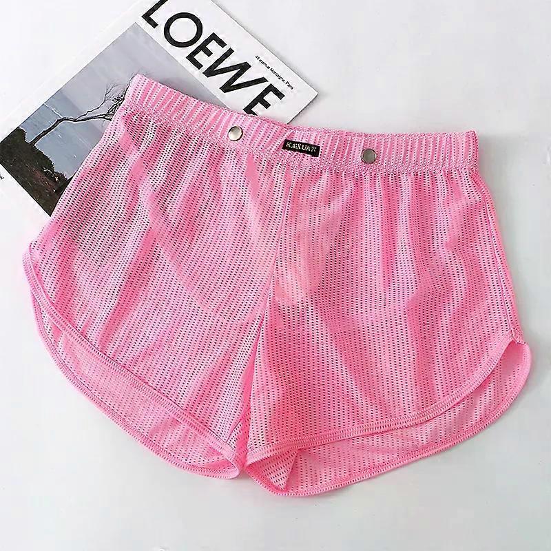 Men's Casual Shorts Summer Mesh Breathable Aro Pants Quick Drying Sports Trunks Gym Running Boxer Shorts Removable Pouch Pajamas