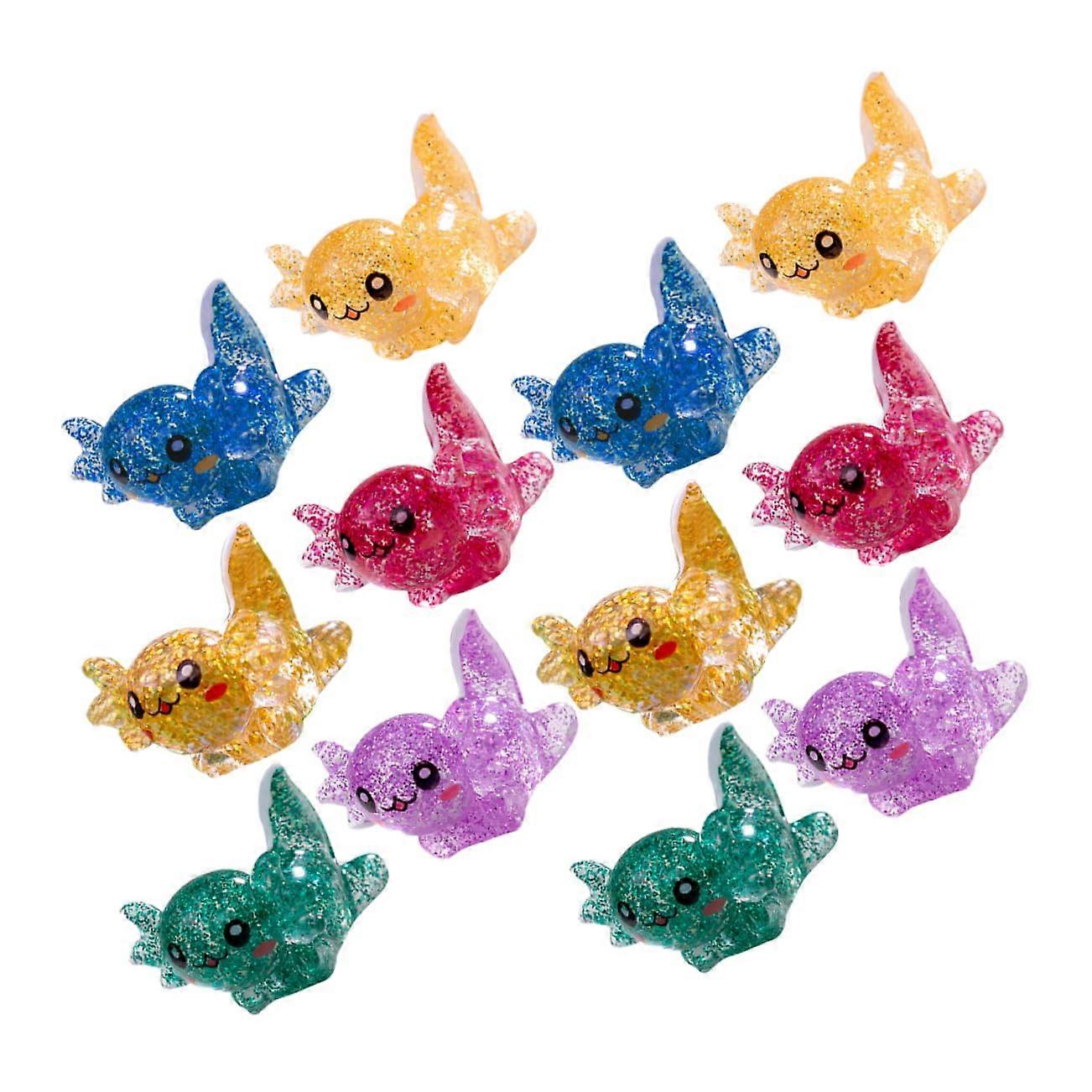 Mini Salamander Statue Set 24 Pieces Miniature Blue Resin Ornaments for Dollhouse Aquarium Axolotl Figures