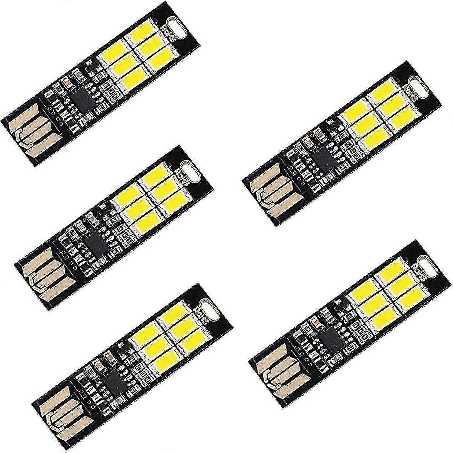 5 USB LED Lights for Laptops, Super Bright with 6 LEDs and Dimmer Key for Light Adjustment, Hang on Key Ring (Cool White)