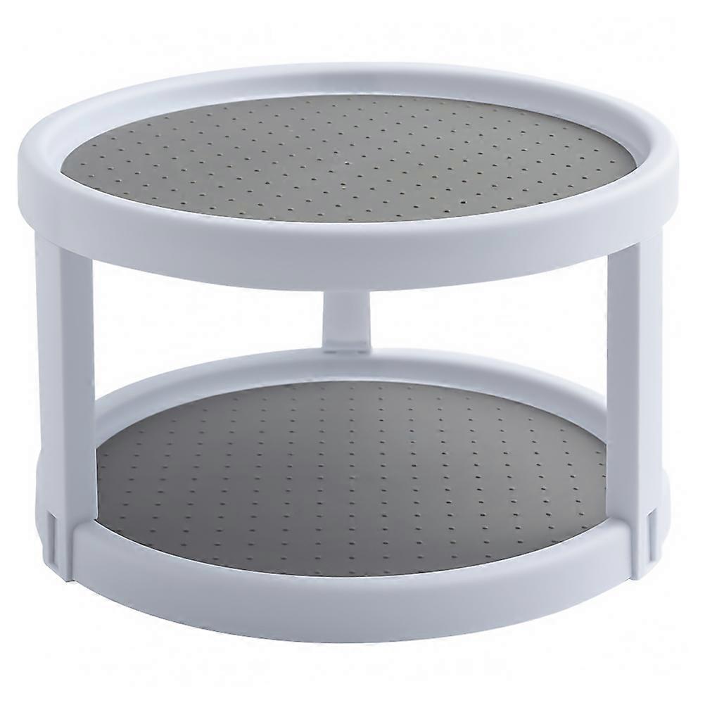Storage Rack Rotatable Double Layer Design Kitchen Organization White 24.80X15.20X15.20CM PP Material 1Pack