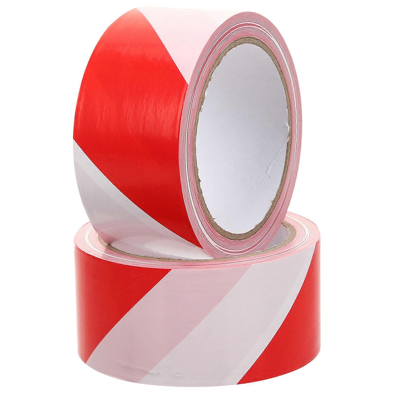 2 Rolls Red White Non Sticky Caution Tape   Weather Resistant Safety Barrier for Construction Sites and Crime Scene Marking