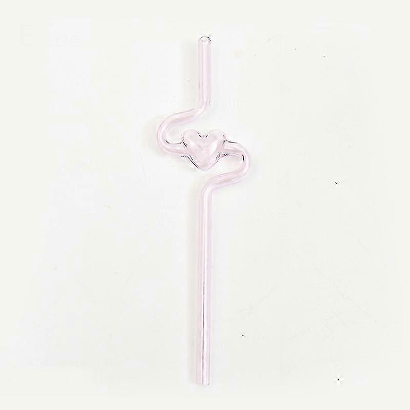 ラブハートグラスストロー再利用可能な透明チューブジュースドリンクタピオカティーミルクドリンクグラスストローホームパーティーバーアクセサリー