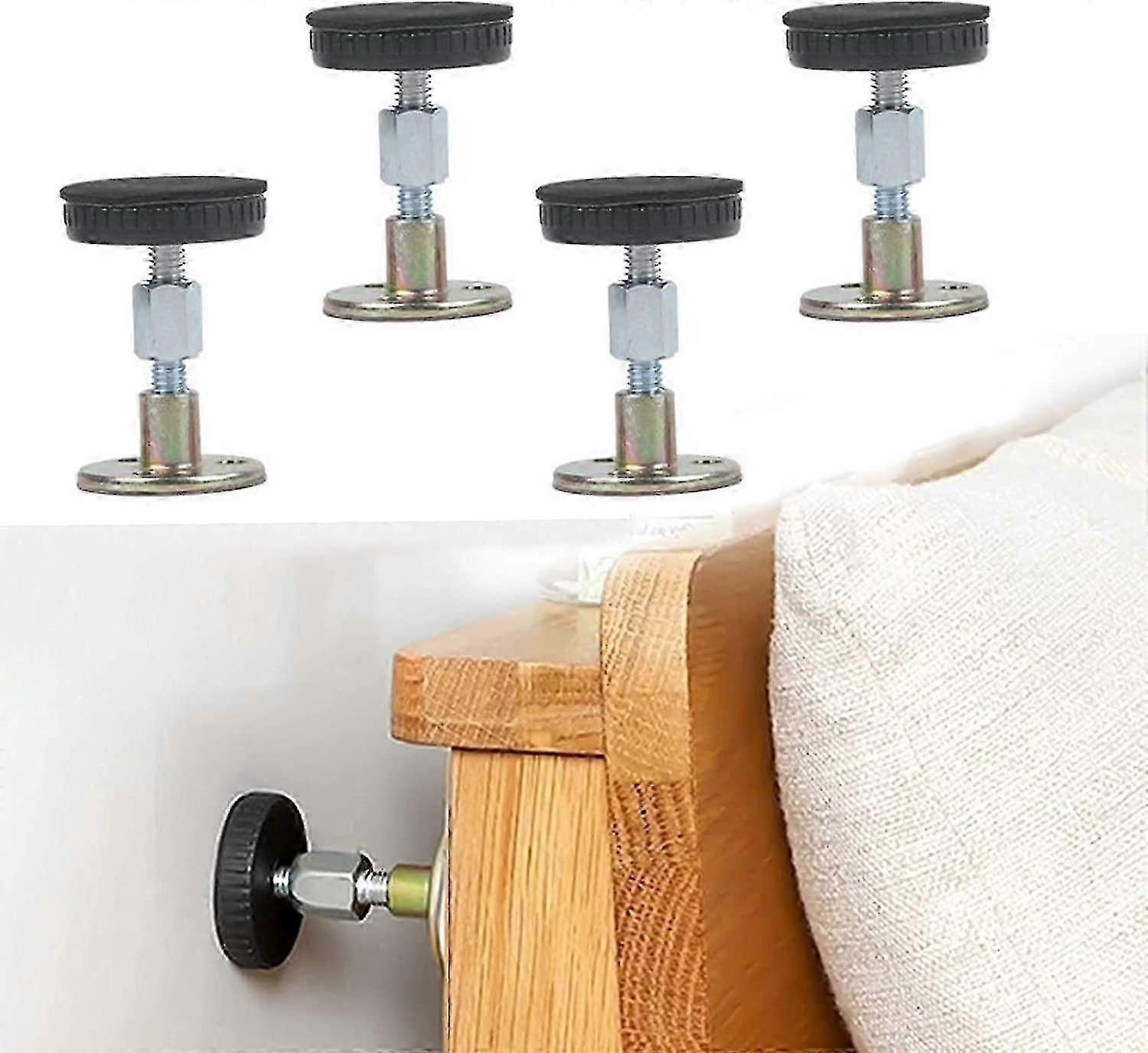 4 Pieces Adjustable Threaded Bed Frame Anti-shake Tool Telescopic Bracket, Headboard Plug Set Anti-shake Fixer Anti-vibration Fixings For Home Furnitu