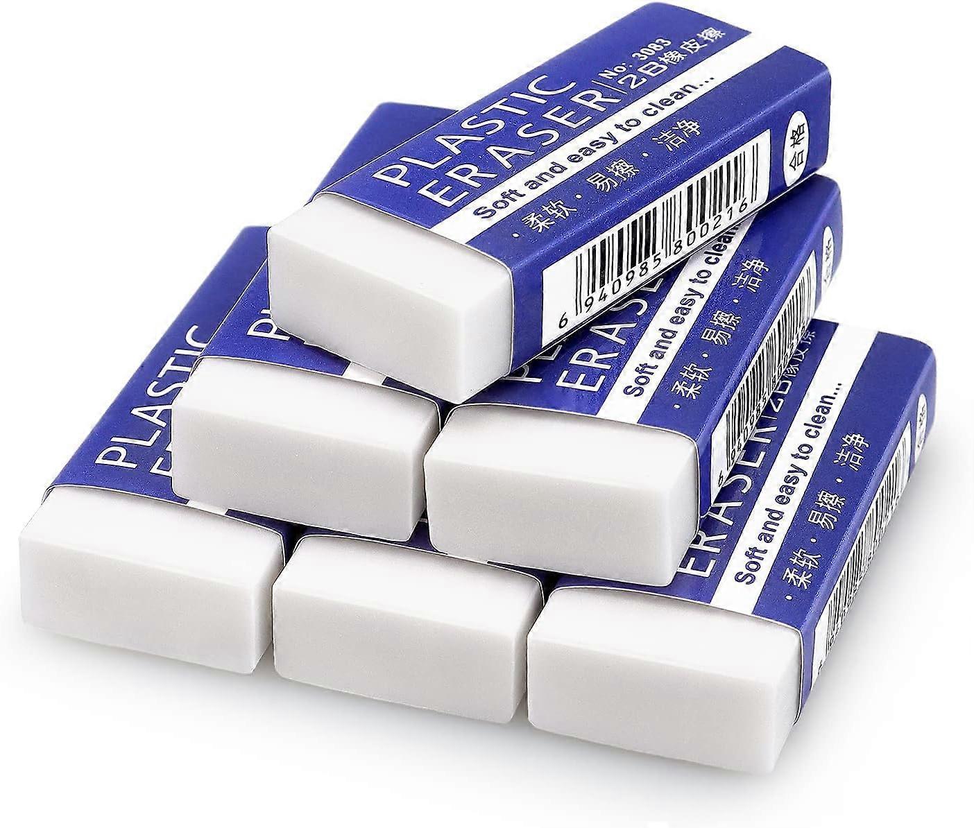 Pack of 10 White 2B Soft Erasers, Plastic Erasers, Good for School Beginners, Primary School, Drawing, Sketching, Writing with Pencil, Office Use