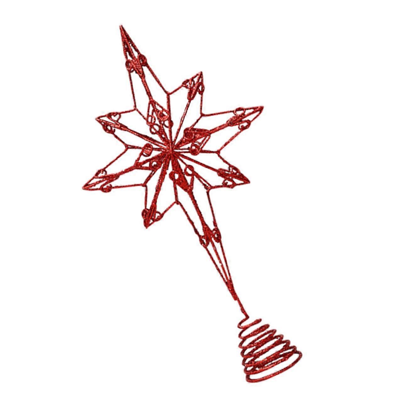 Red 8pointed Christmas tree star light for festive tree decoration