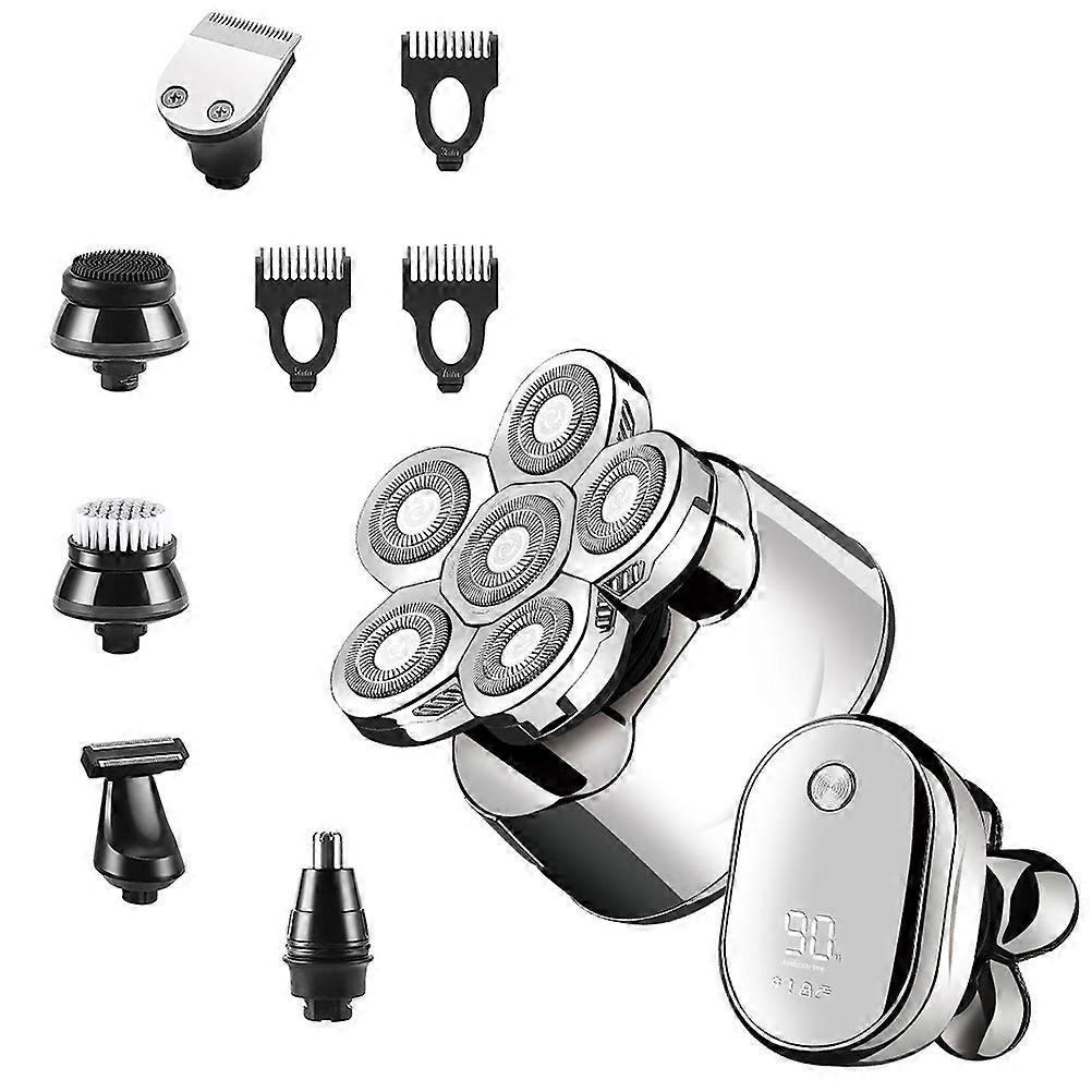 6D Floating Rotary Razor Elektrischer Kopfrasierer für Herren USB Wiederaufladbares Haar 6 in 1 Wasserdichter Bartschneider Pflegeset