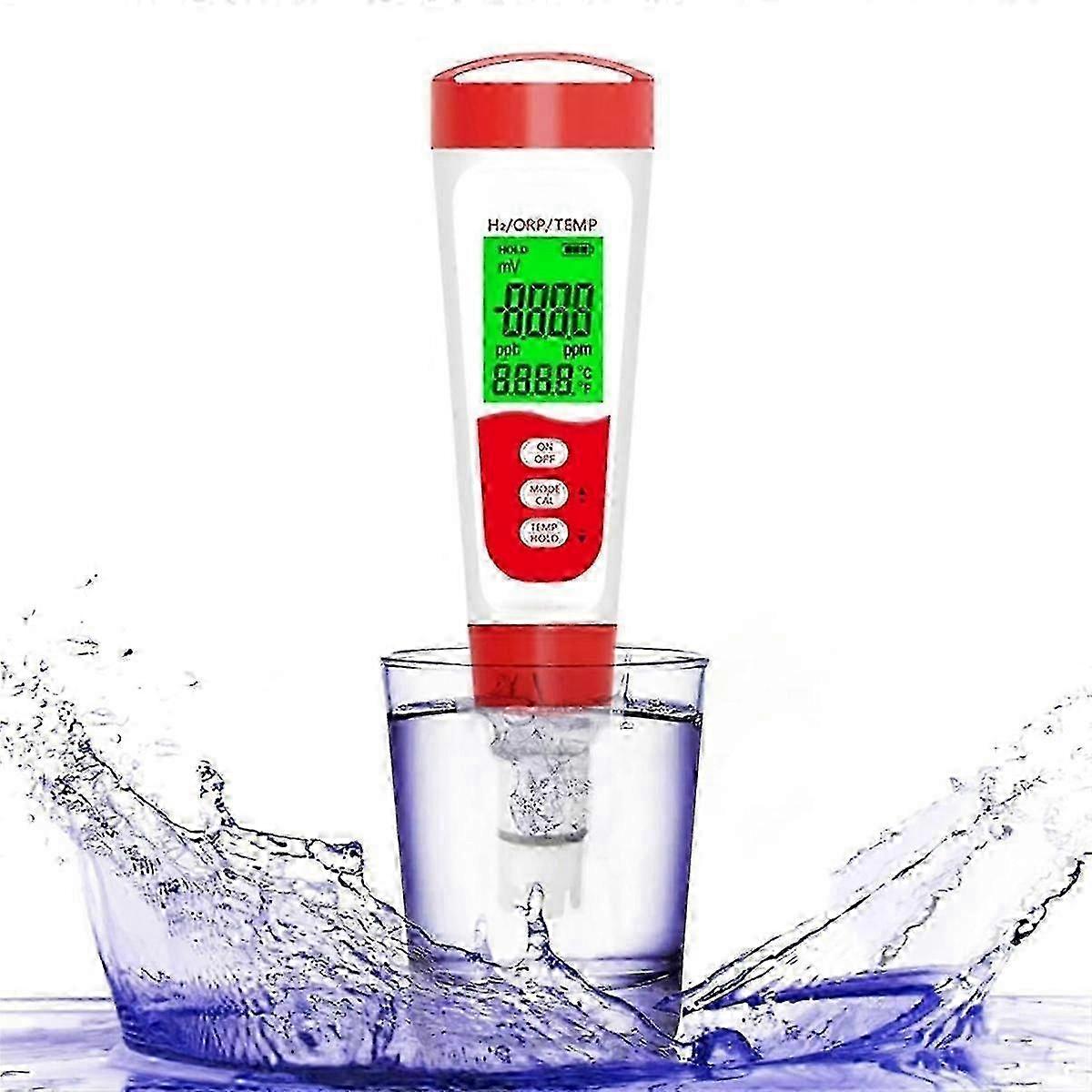 Hydrogen Water Bottle Test Meter, 3 in 1 H2/ORP/Temp Digital Hydrogen Level Tester Pen for Daily Drinking Hydrogen Water jn