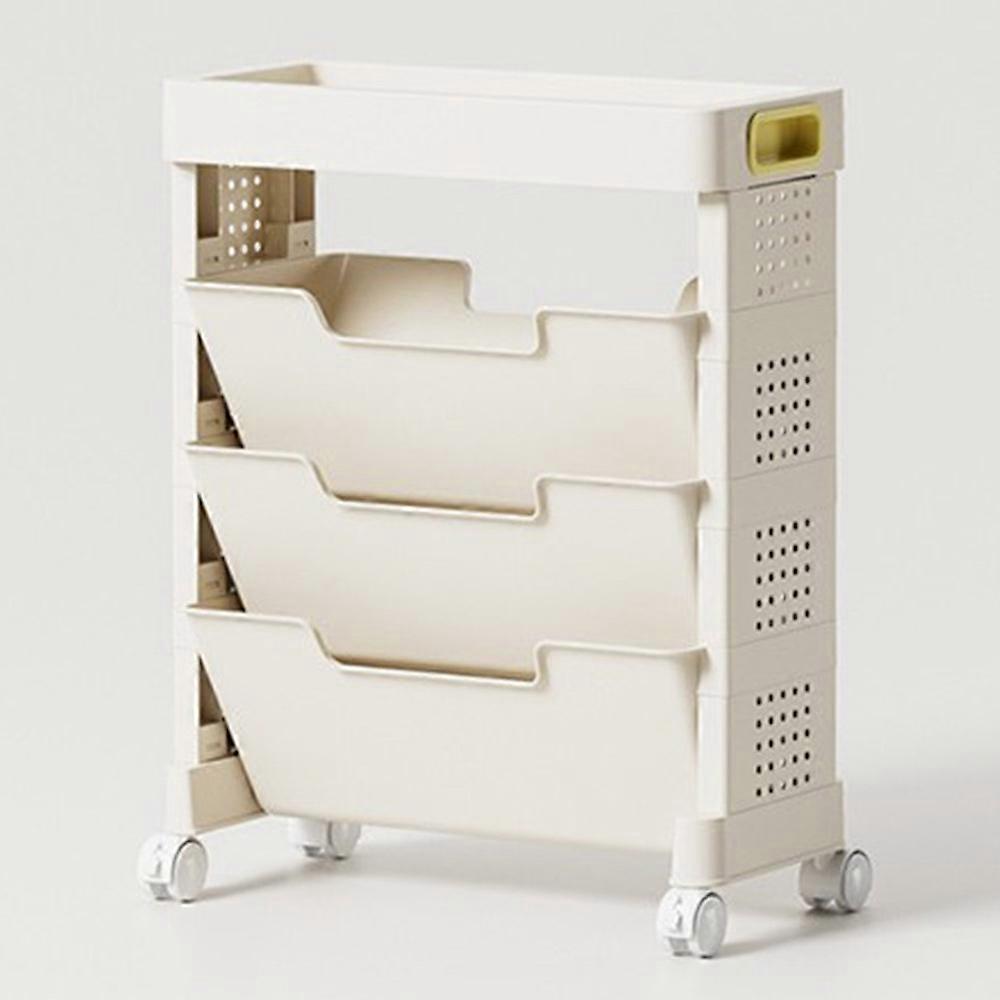 3-Tier Movable Classroom Desk Side Book Storage Rack PP Stationery Organizer without Drawer