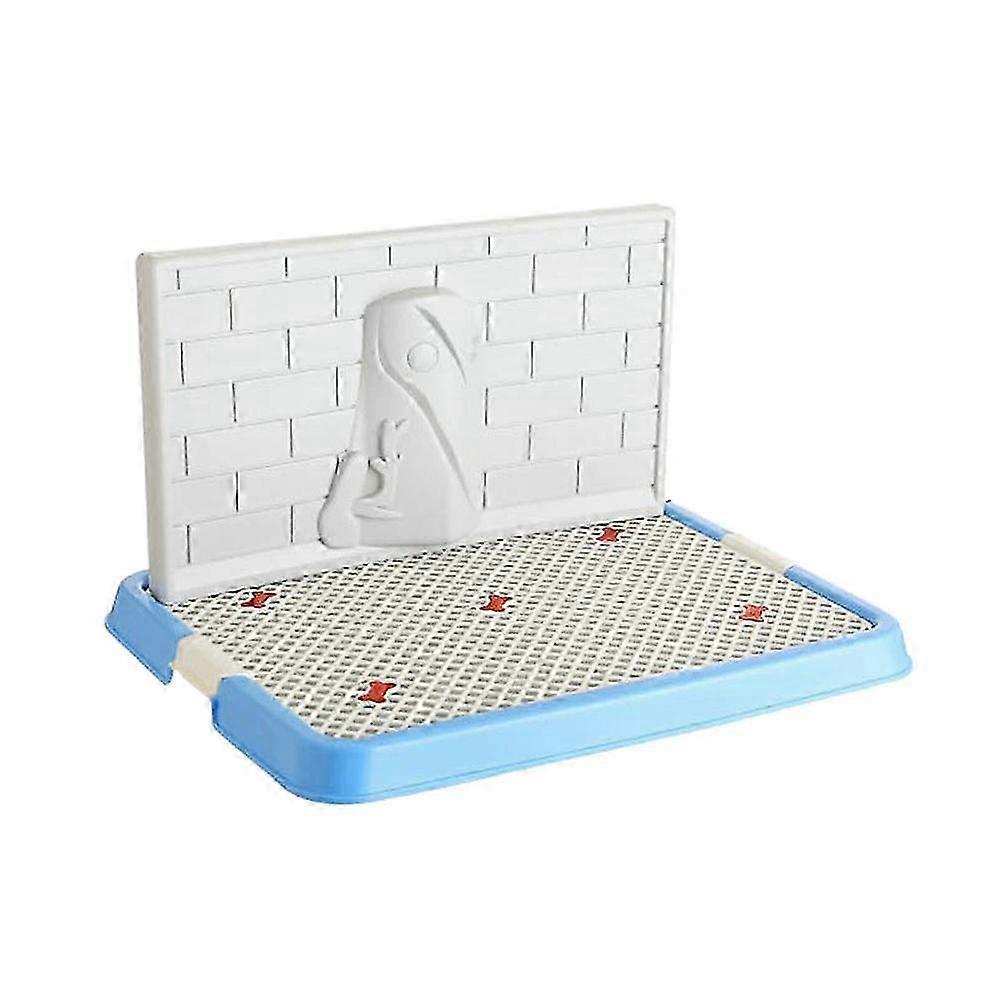 Indoor Pet Dog Puppy Potty Tray with Pee Post & Protection Wall - No-Torn Dog Toilet Solution with Simulation Design