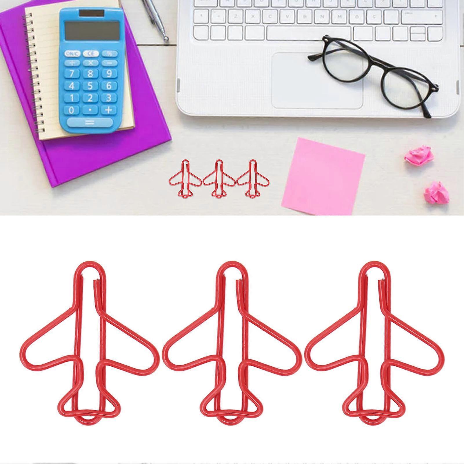 100pcs Airplane Shaped Paper Clips Rust Prevention Plating Process Cute Paper Clip for Scrapbooking Card Making Red 
