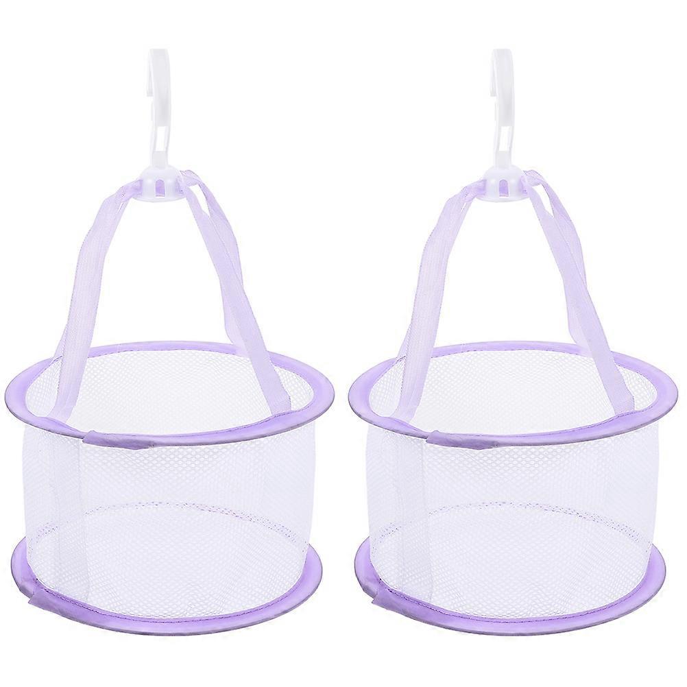 Purple Cloth Drying Net Basket for Home Use Ideal for Makeup Brushes Socks and Small Items 2pcs