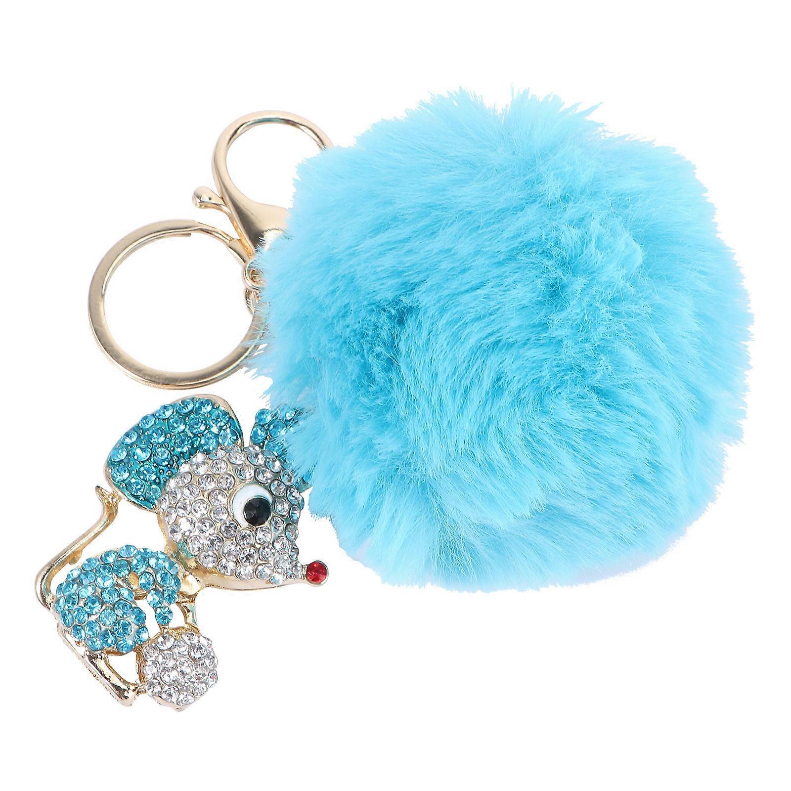 Kids Keychain Cartoon Keychain Charm Mouse Shaped Plush Key Decoration Sky Blue 1Set