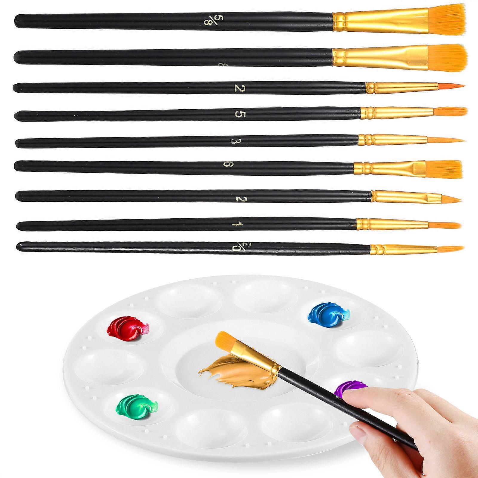Painting Set Including 10 Pcs Nylon Painting with with Plate for Watercolor Acrylic Oil Paintings Painting Canvas